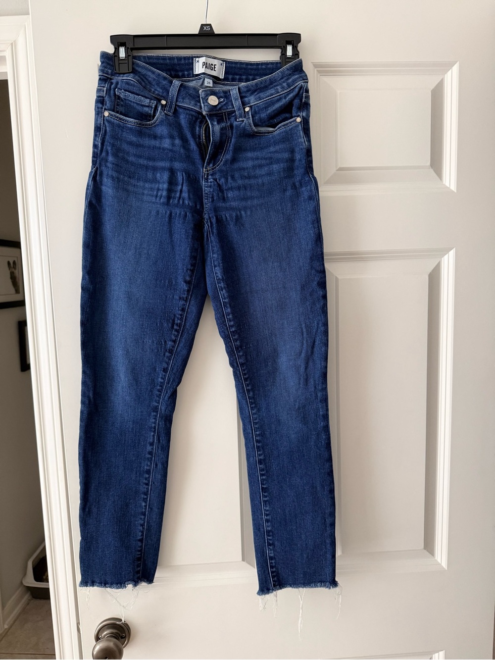 PAIGE Cropped High-Rise Jeans in Deep Blue Wash